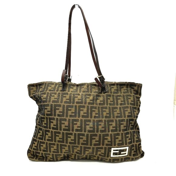 FENDI Zucca pattern Logo Hardware Hand Bag, All-Over Print Shoulder Bag Tote Bag - Picture 1 of 16
